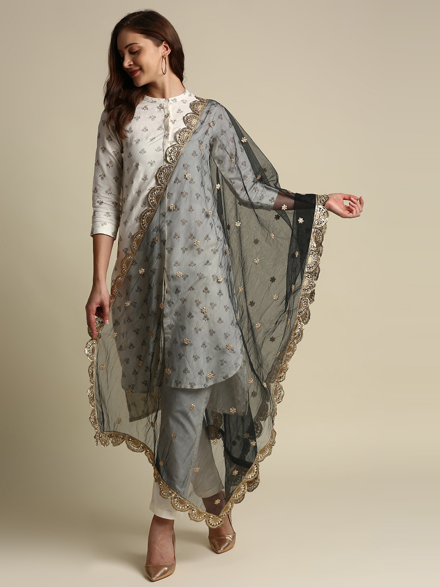 Dupatta Bazaar Black Zari Work Dupatta