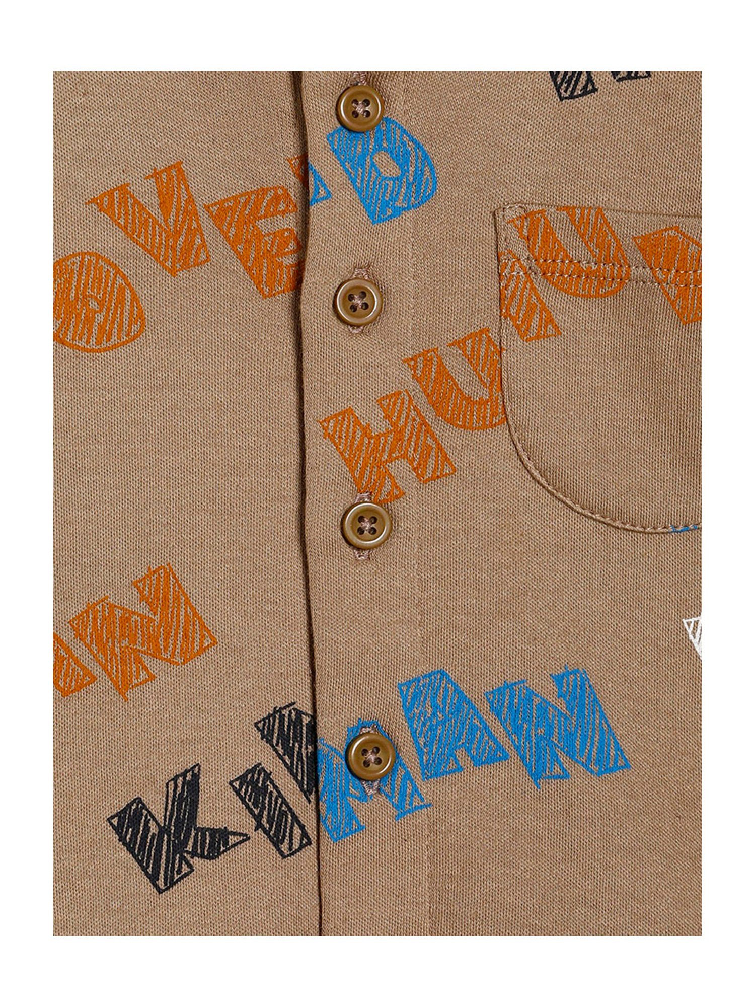 MINIKLUB Kids Brown Printed Full Sleeves Shirt