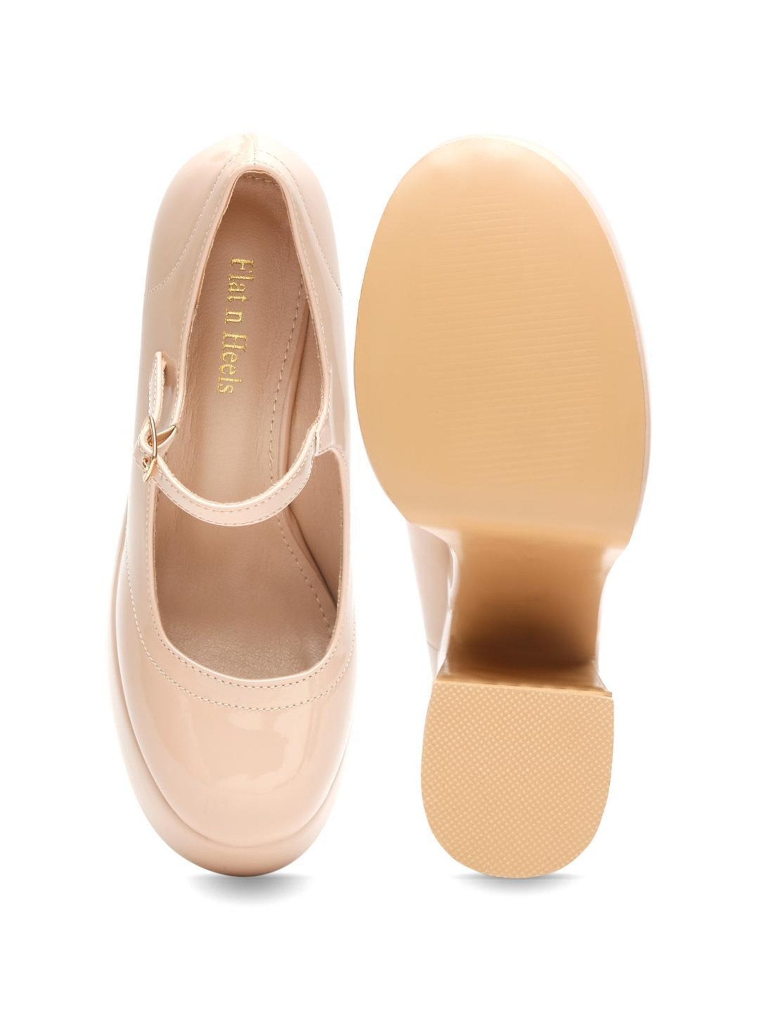 Flat N Heels Women's Beige Mary Jane Shoes