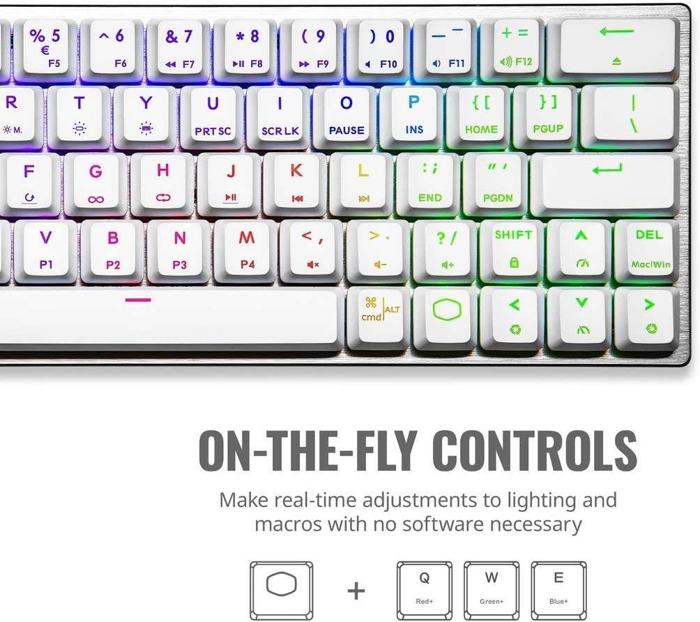 Cooler Master SK620 60% Sliver White Mechanical Keyboard with Low Profile Red Switches, New and Improved Keycaps, and Brushed Aluminum Design