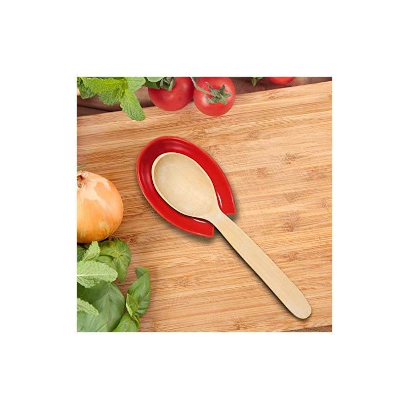 Red Ceramic Spoon Rest, 2.3