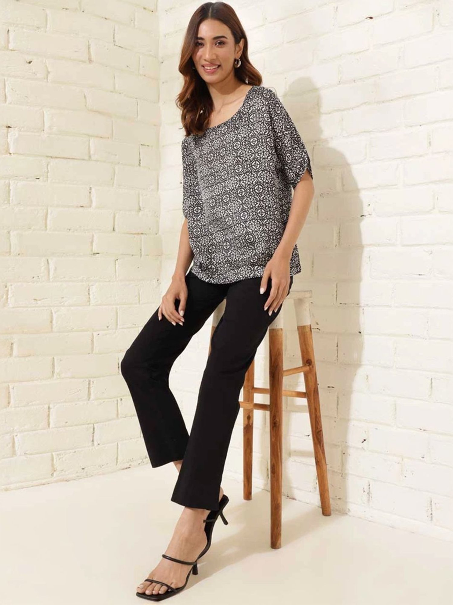 Fabindia Black Printed Top