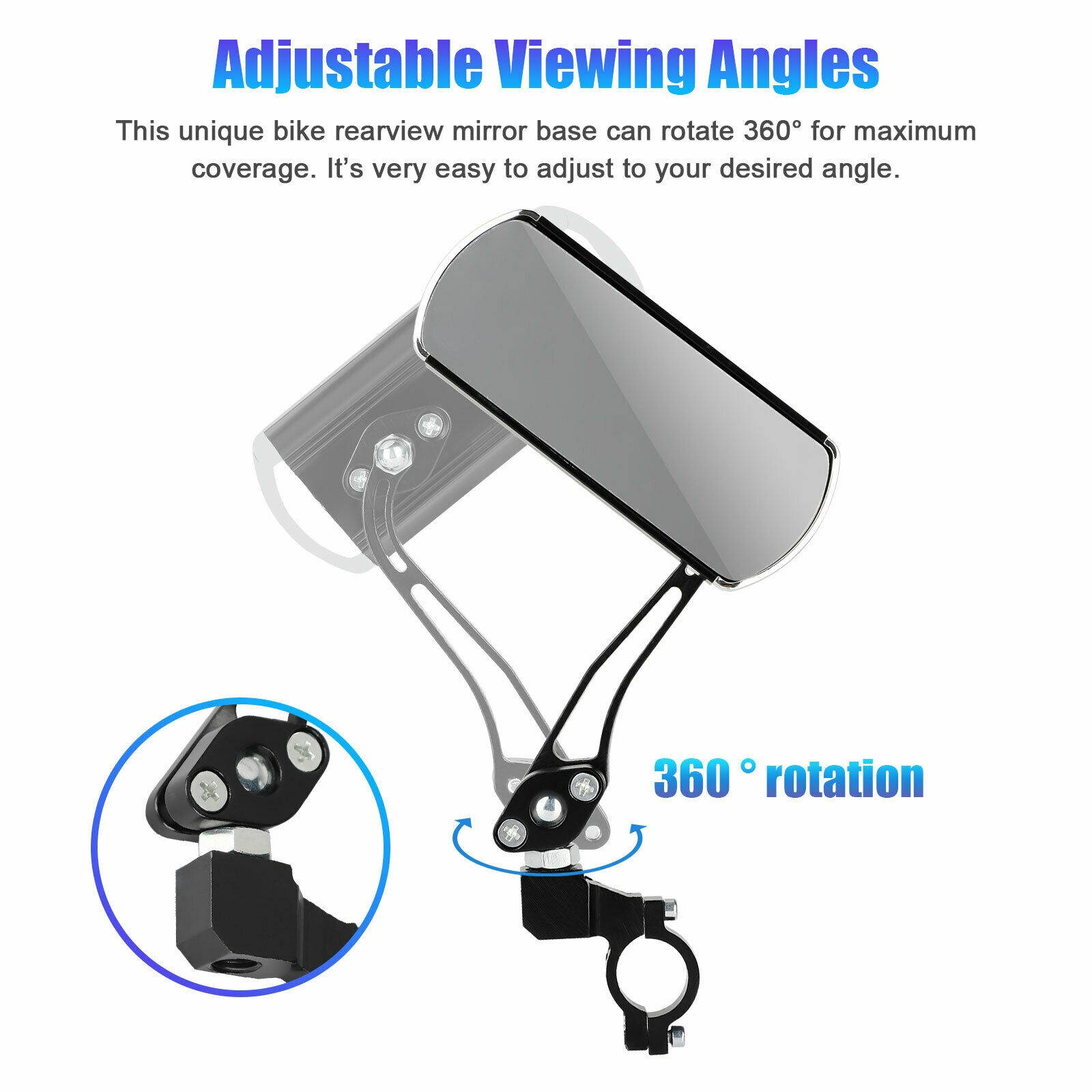 2Pcs 360&deg; Rotaty Bike Bicycle Cycling Rear View Mirror Handlebar Glass Rearview