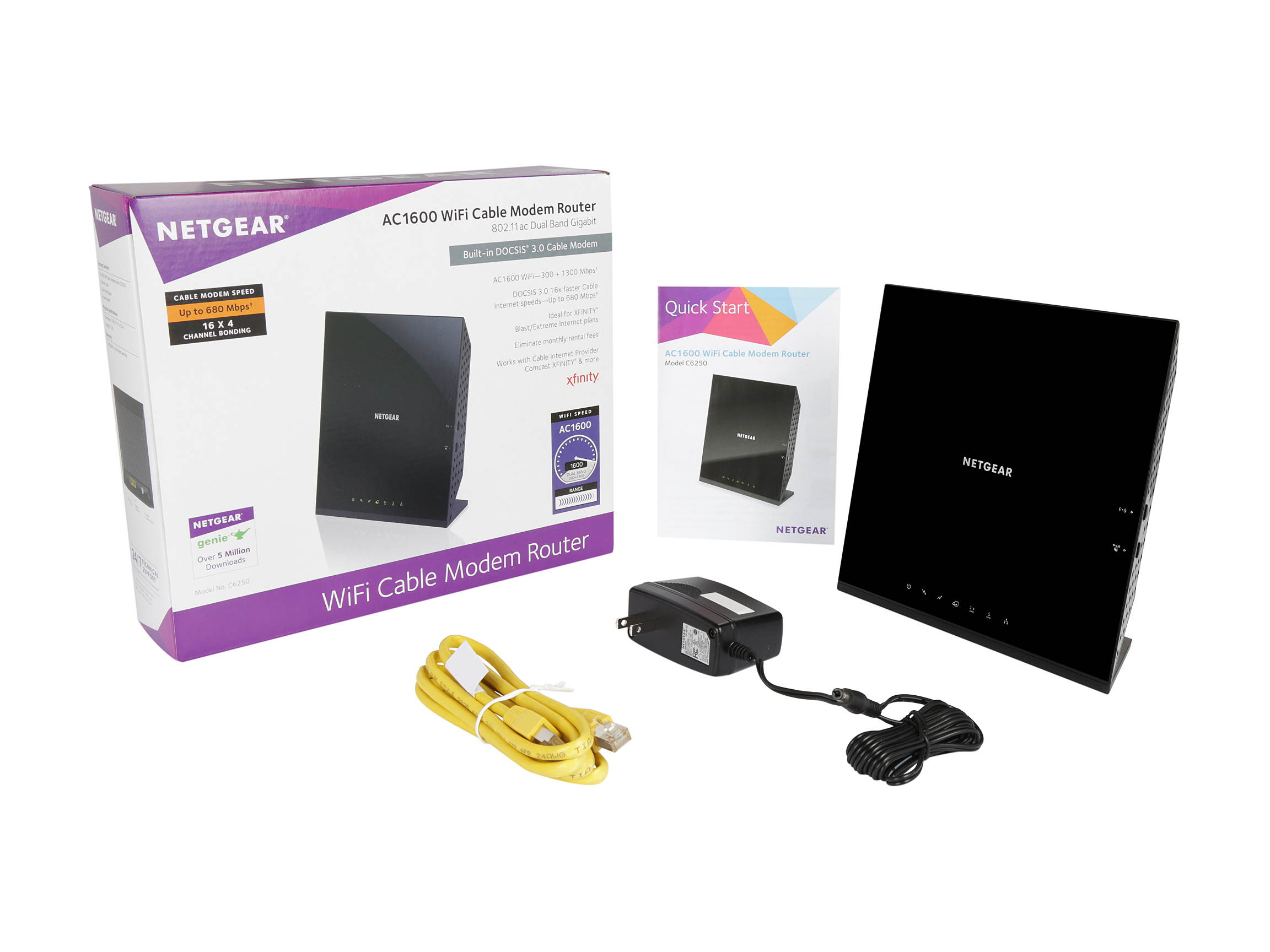 Orbi Whole Home AC2200 Tri-band Wi-Fi System Come with an Orbi Router with a Built-in Cable Modem and a Satellite (CBK40)