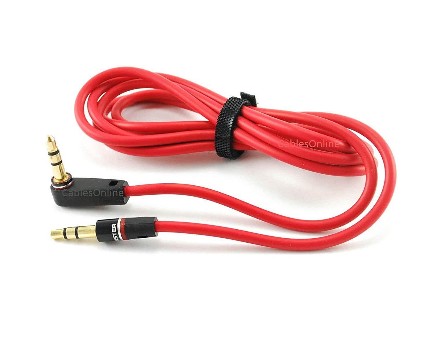 CablesOnline 4ft 3.5mm (1/8in) Stereo TRS Right Angle Male to Male Red Audio Cable(AV-104R)