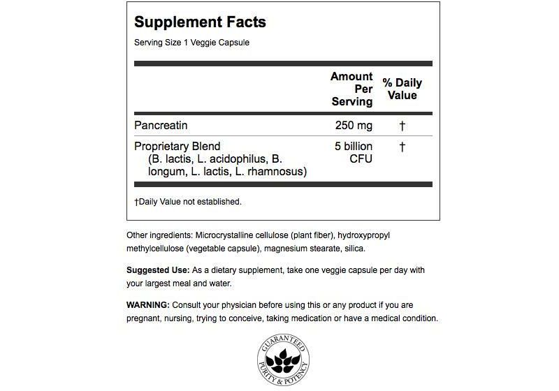 Swanson Probiotic with Digestive Enzymes 5 Billion Cfu 60 Veggie Capsules.