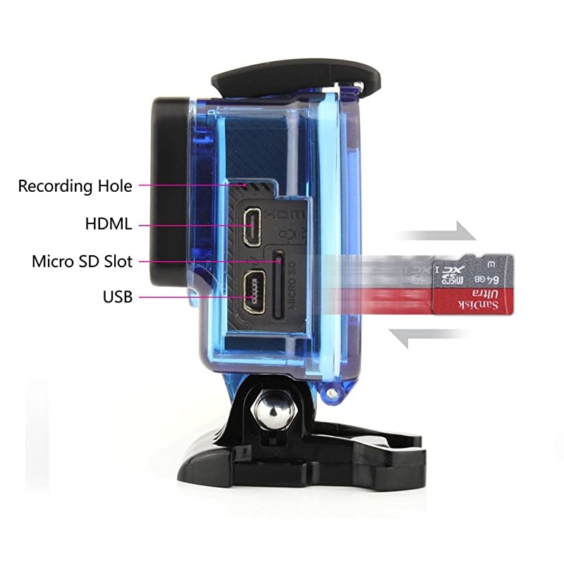 Open Protective Skeleton Housing Case with LCD Touch Backdoor for GoPro Hero 4 GoPro Hero 3 and GoPro Hero 3+ Transparent Blue
