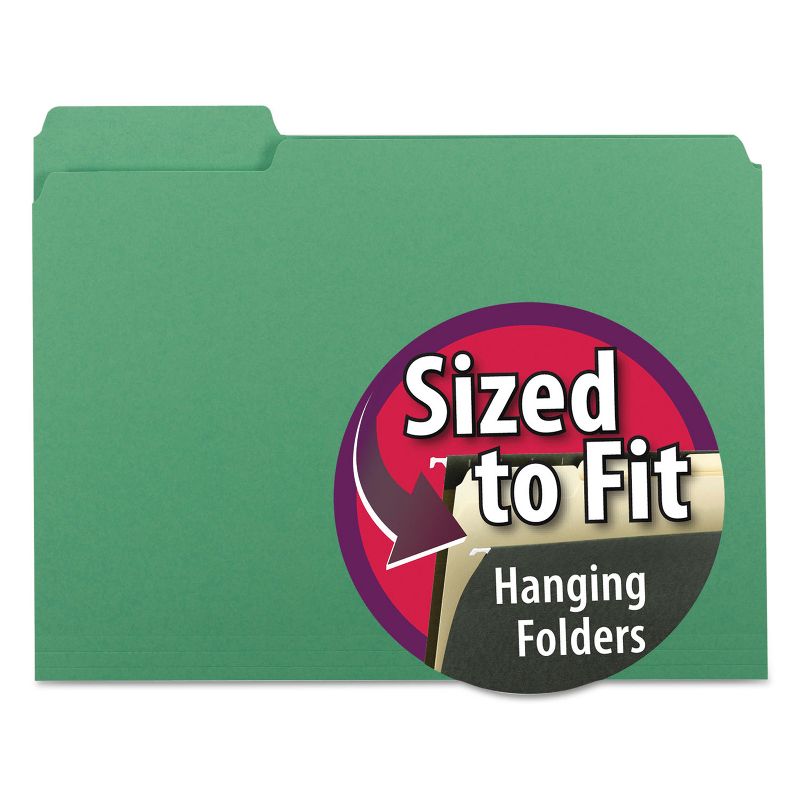 Smead Interior File Folders 1/3 Cut Top Tab Letter Green 100/Box 10247
