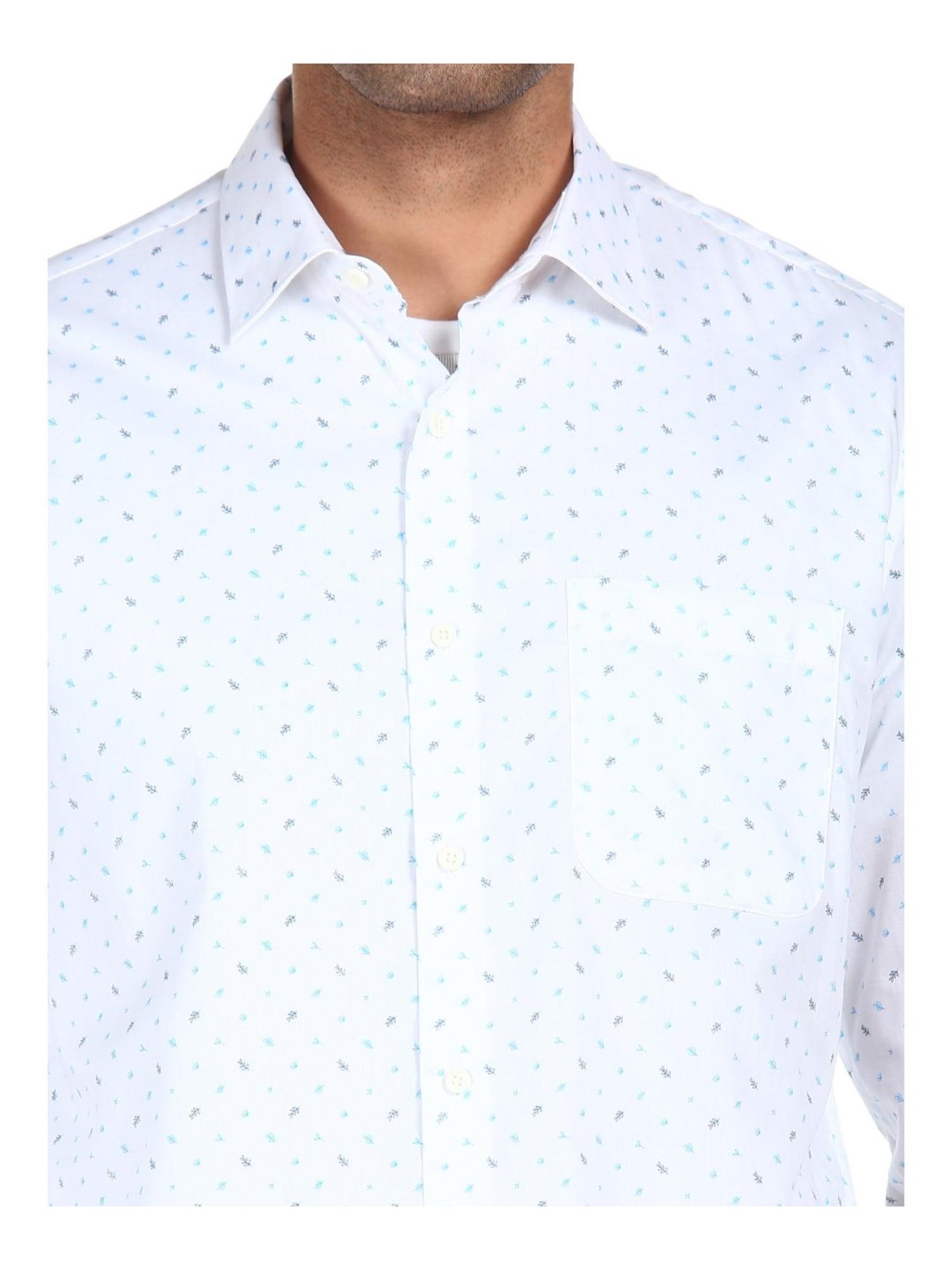 AD by Arvind White Cotton Regular Fit Printed Shirt