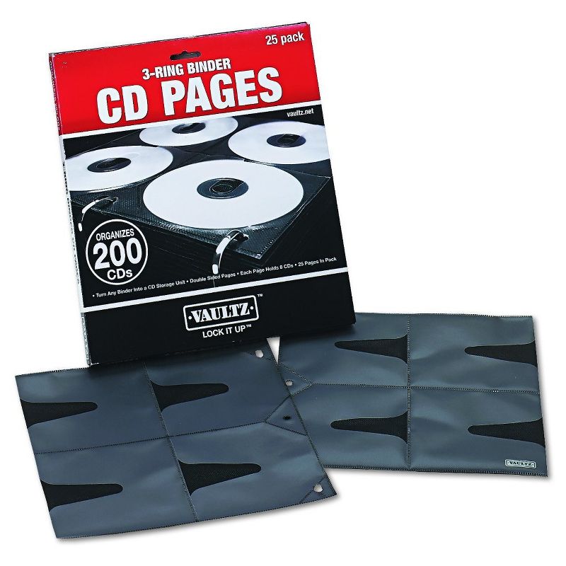 Vaultz CD Binder Pages, 25ct - Black