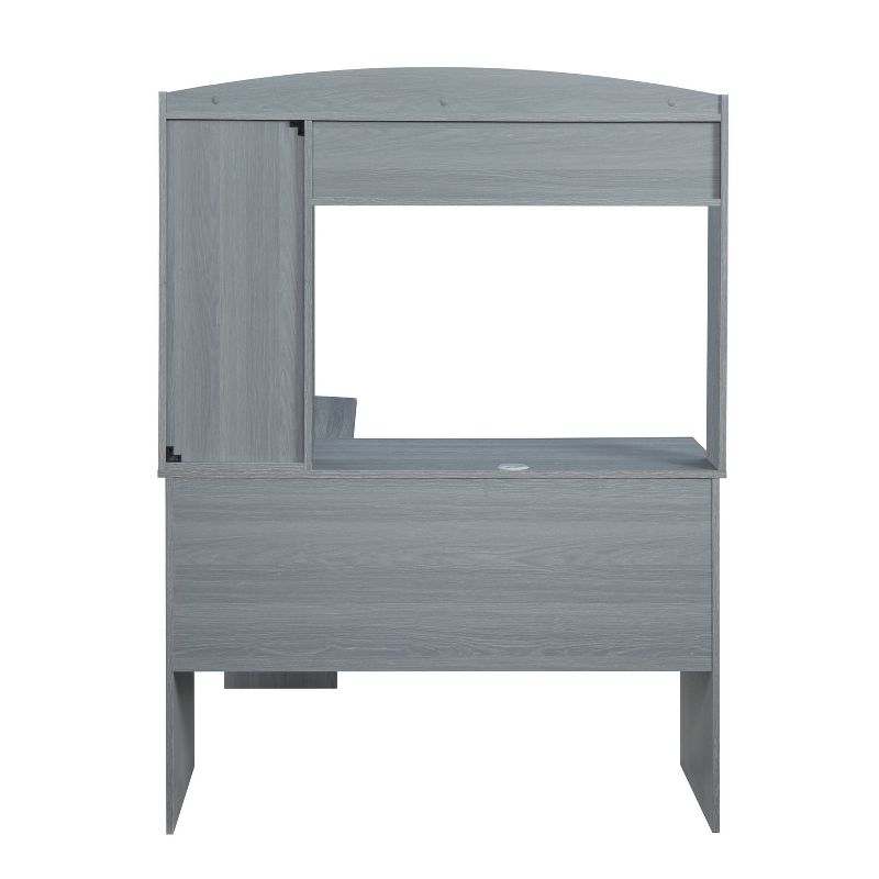 Modern L Shaped Desk with Hutch Gray - Techni Mobili
