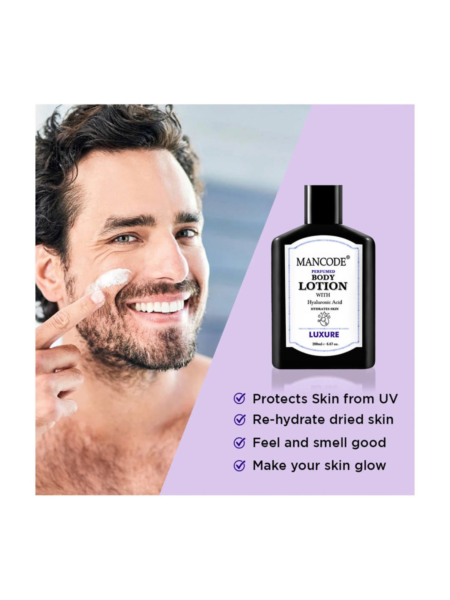 Mancode Luxure Perfumed Body Lotion with Hyaluronic Acid - 200 ml