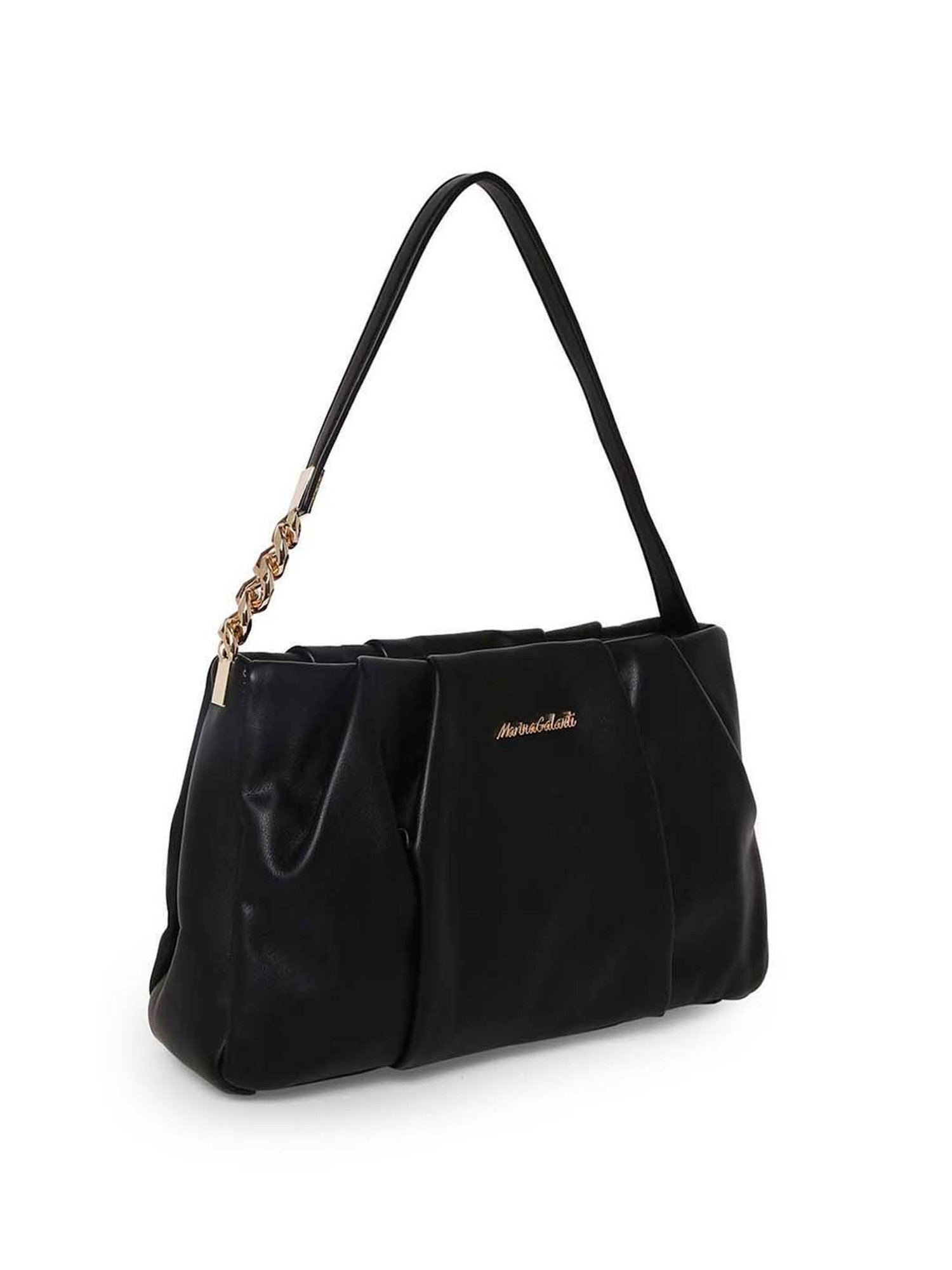 Marina Galanti Black Textured Medium Baguette Bag