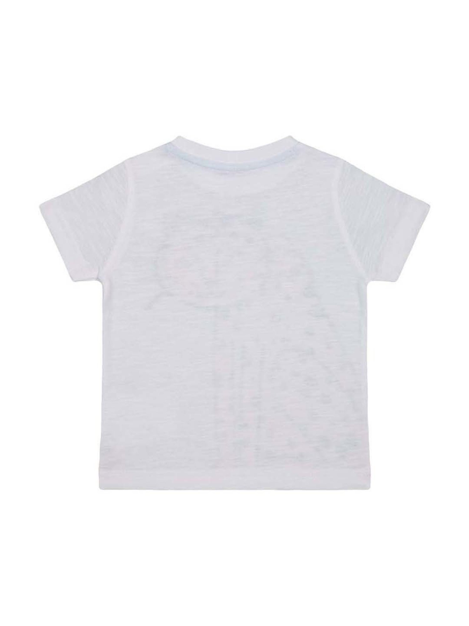 Mothercare Kids White & Yellow Cotton Printed T-Shirt