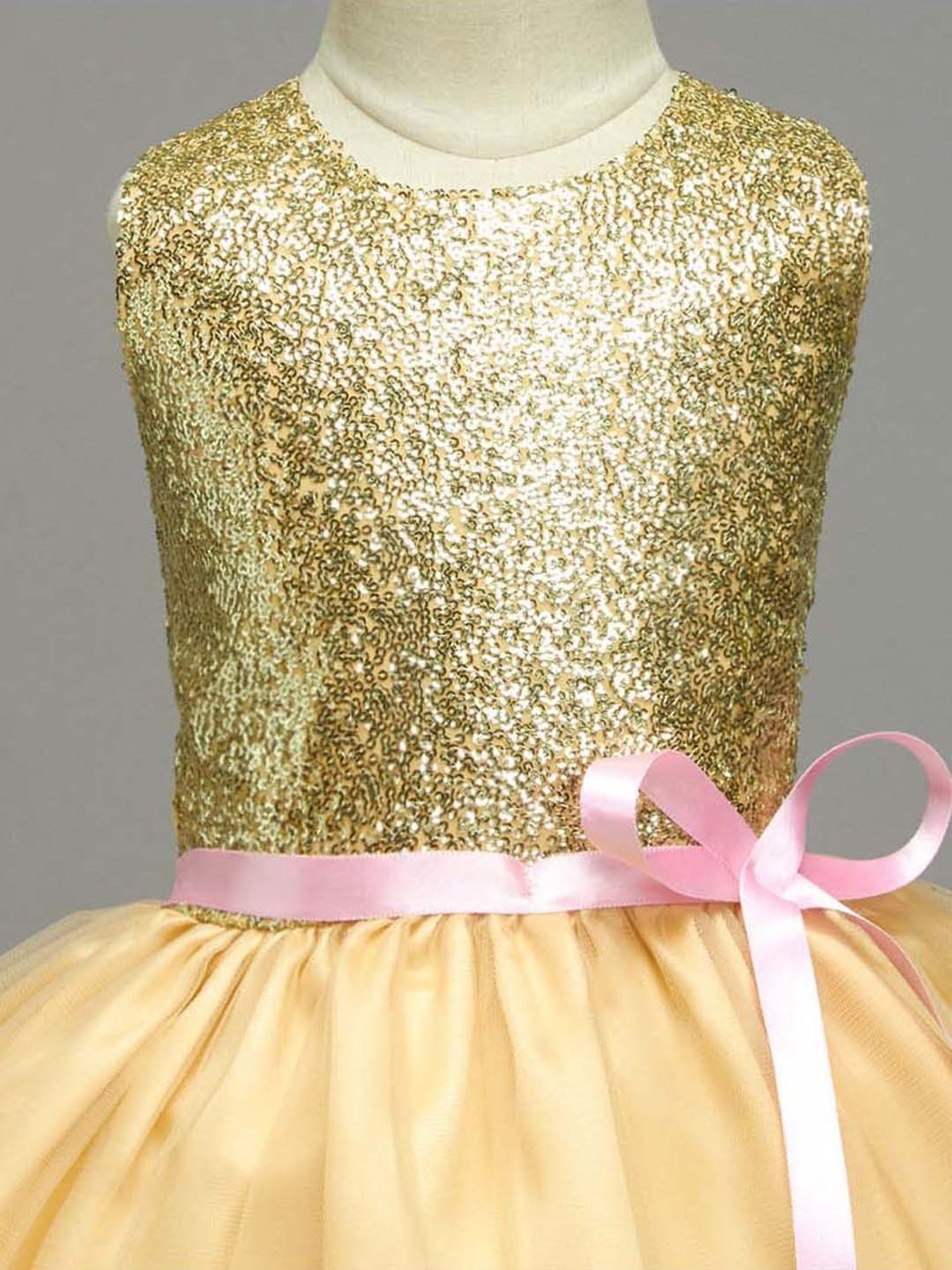 The Magic Wand Kids Golden Embellished Dress