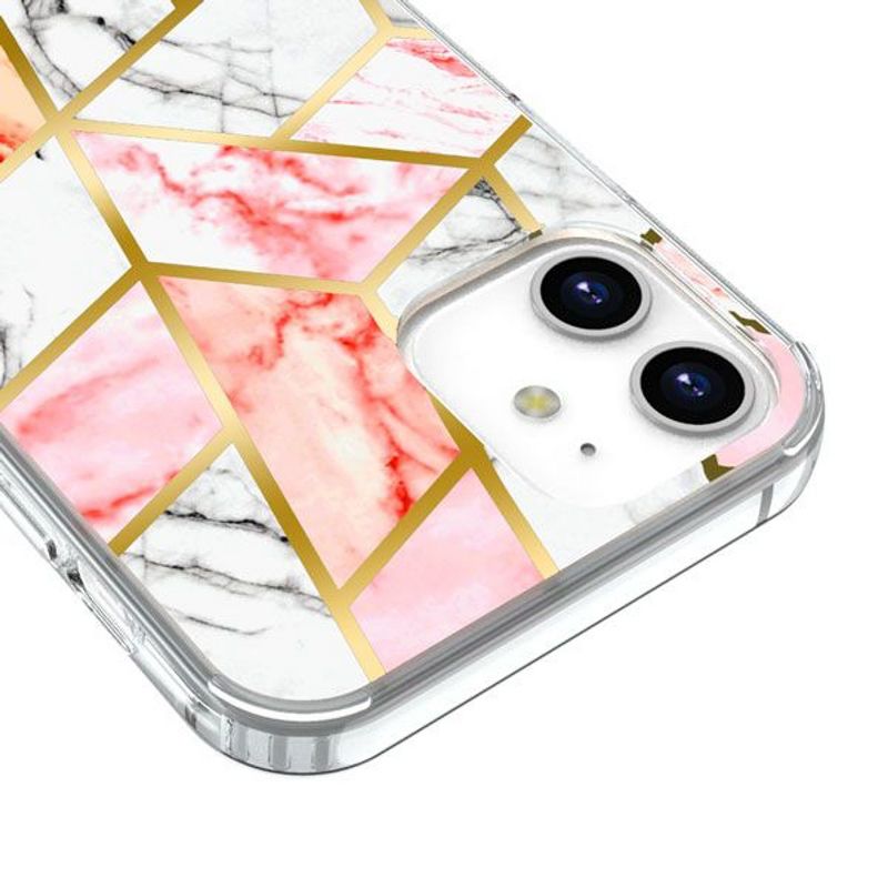 Fusion Protector Marbling Hard Hybrid Electroplated TPU Case For Apple iPhone 12 Mini (5.4") - Pink