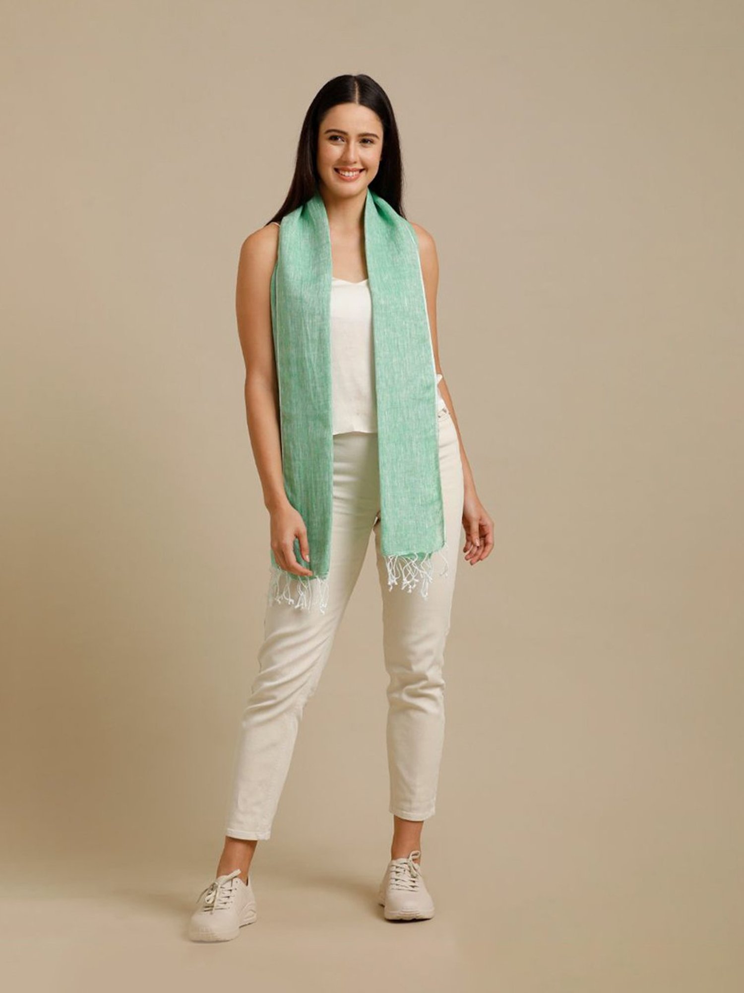 Linen Club Green Pure Linen Stole