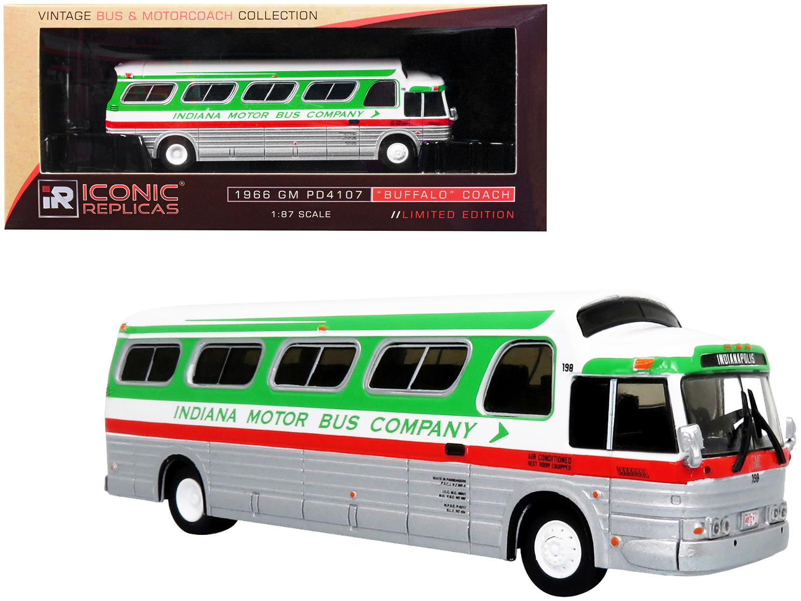 GMC PD-4103 Transit Bus #152 Light Blue "Burlington New Jersey" 1/87 (HO) Scale Model by Classic Metal Works