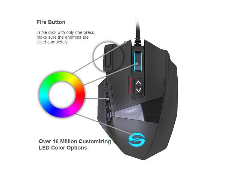 Gaming Mouse, UtechSmart Venus Gaming Mouse RGB Wired, 16400 DPI High Precision Laser Programmable MMO Computer Gaming Mice [IGN's Recommendation]  18 programmable buttons ,16 million LED color option
