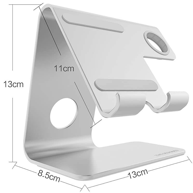 Apple Watch Stand,  Universal 2 in 1 iPhone and Apple Watch Charger Holder Charging Station for iWatch,iphone6/7/8 X Plus,Nintendo Switch,Tablets(Up to 12.9 inch), Silver