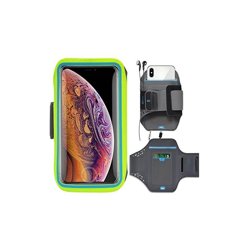Cell Phone Armband for Samsung Galaxy S20 Ultra S20 Plus S10+ S9 S8 S7 J7 J3, A01 A11 A21 A51 A71 5G A10e A20 A30 A50, Stylo 6,K51,K31 Sports Running Workout Phone Holder Card Slots Case,Green
