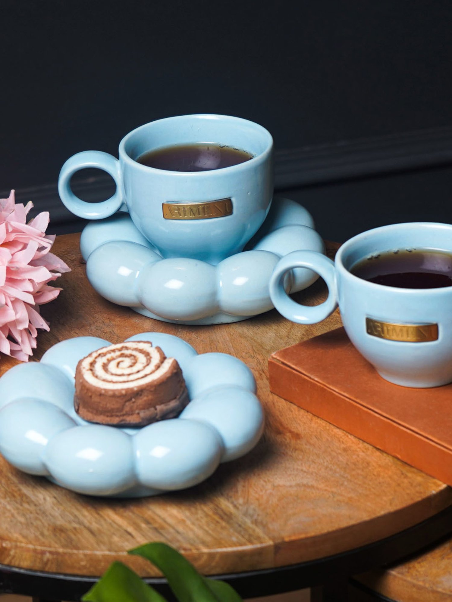 The Artment Sunflower Berry Blue Bloom Cup and Saucer Set