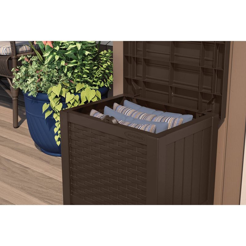 22gal Resin Java Wicker Front Deck Box Brown - Suncast