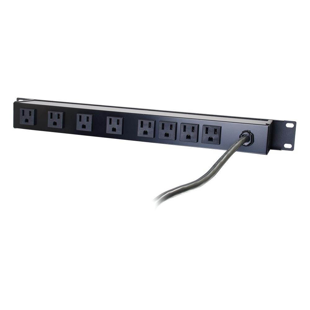 C2G 15ft Wiremold Rack Mount 8-Outlet 120v/15a Lighted Switch Power Strip