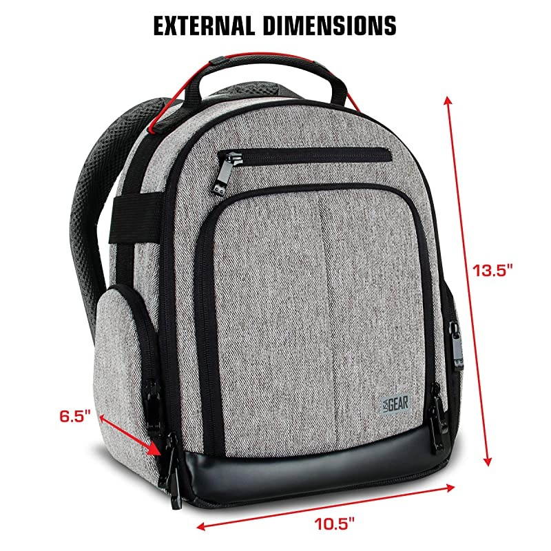 Portable Camera Backpack for DSLR Gray with Customizable Accessory Dividers Weather Resistant Bottom and Comfortable Back Support Compatible with Canon Nikon and More