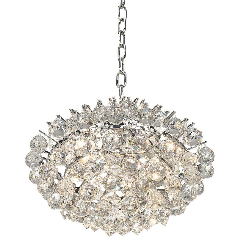 Vienna Full Spectrum Chrome Mini Pendant Chandelier 12" Wide Modern Crystal 3-Light Fixture for Dining Room House Foyer Kitchen