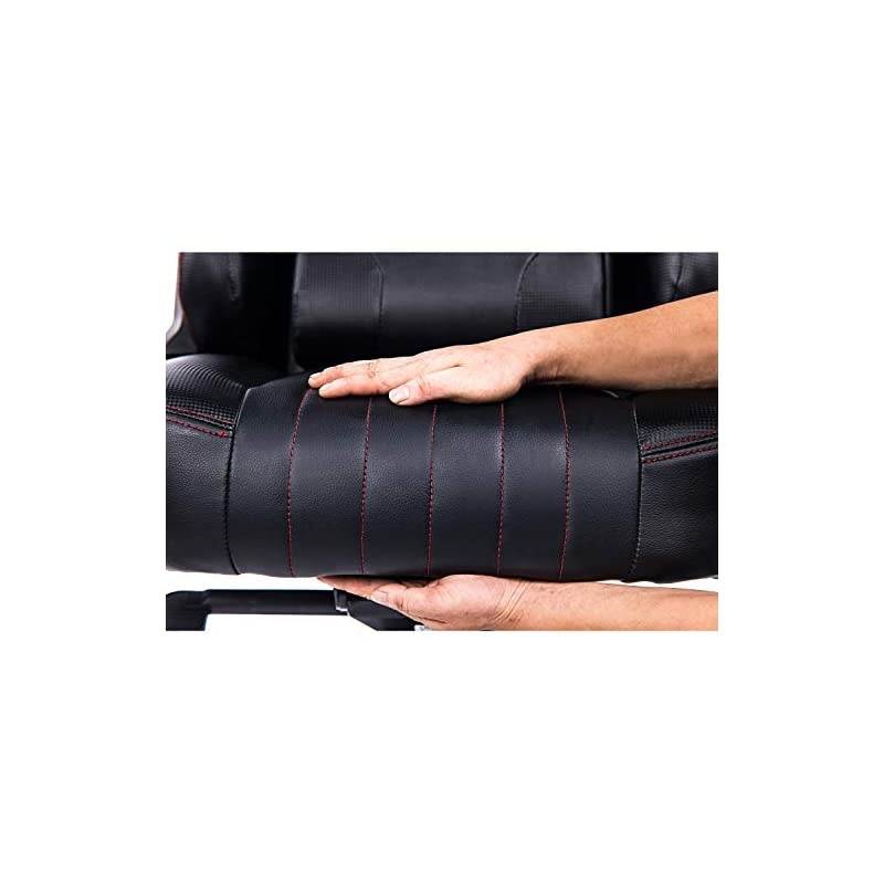 Memory Foam Gaming Chair, Adjustable Tilt Angle and 3D Armrest Ergonomic High-Back Leather Racing Executive Computer Desk Office Metal Base (Black)