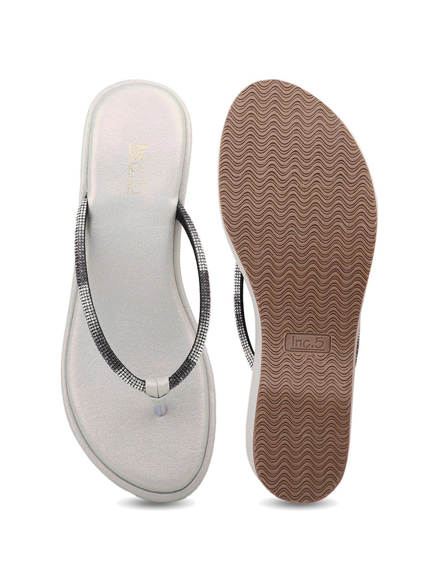 Inc.5 Women's Pewter Thong Wedges