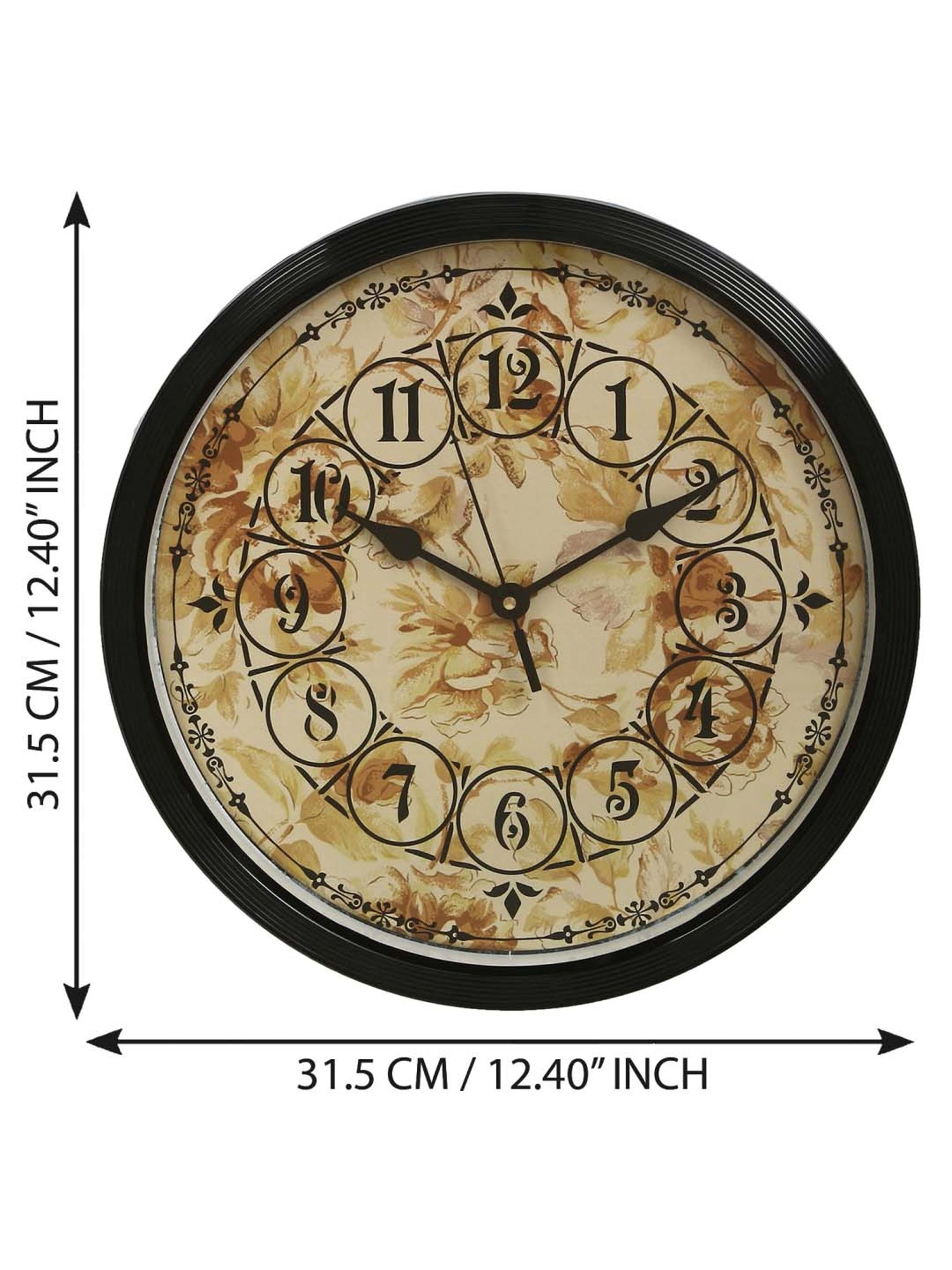 eCraftIndia Designer Round Analog Black Wall Clock