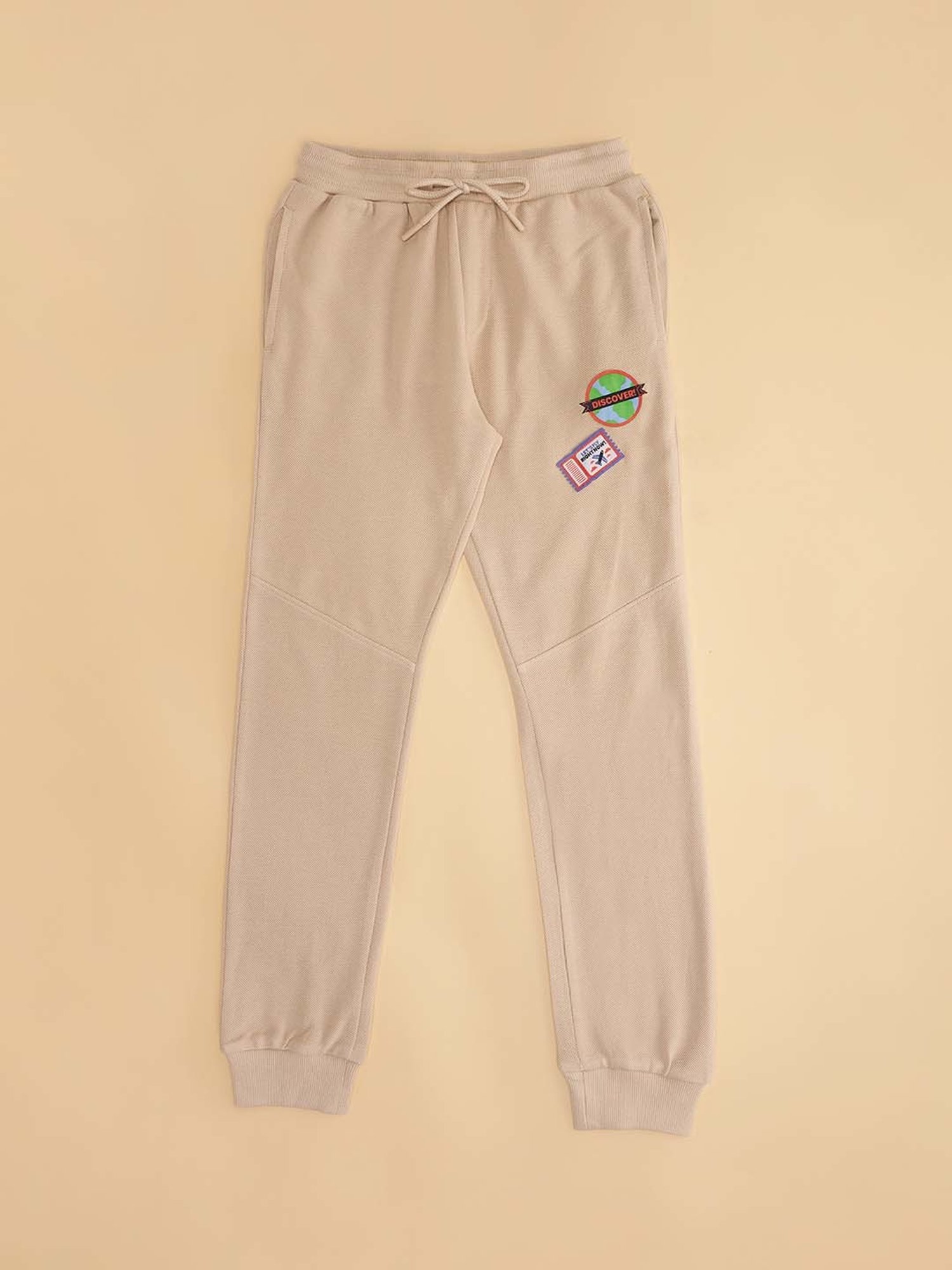 Pantaloons Junior Khaki Cotton Printed Joggers