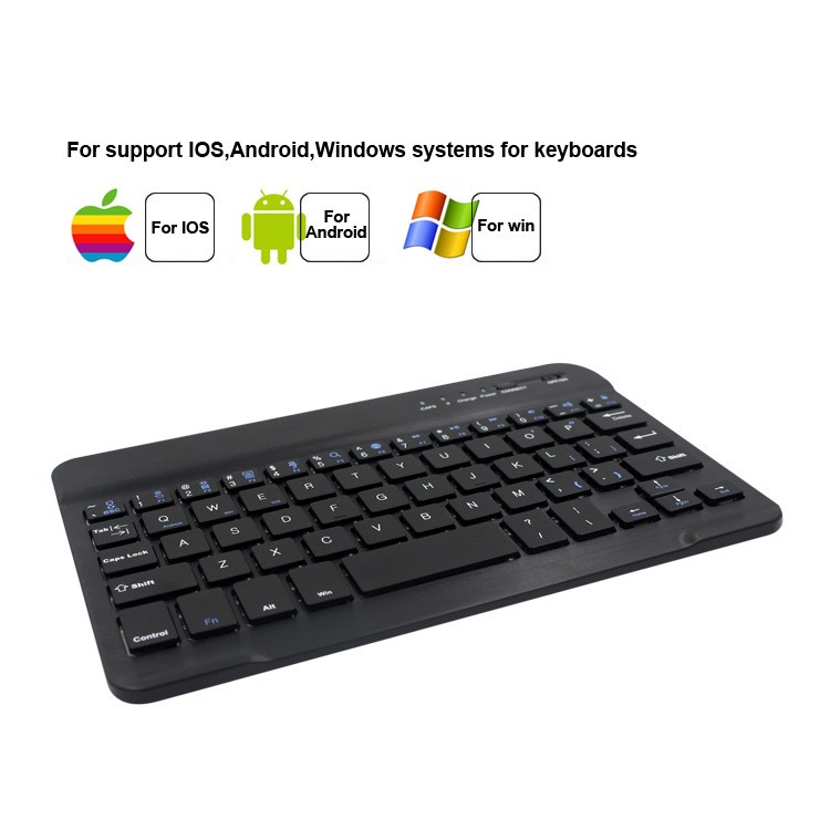 Mini Wireless Keyboard Bluetooth Keyboard For ipad Phone Tablet Rubber keycaps Rechargeable keyboard For Android ios Windows 7 inch black English