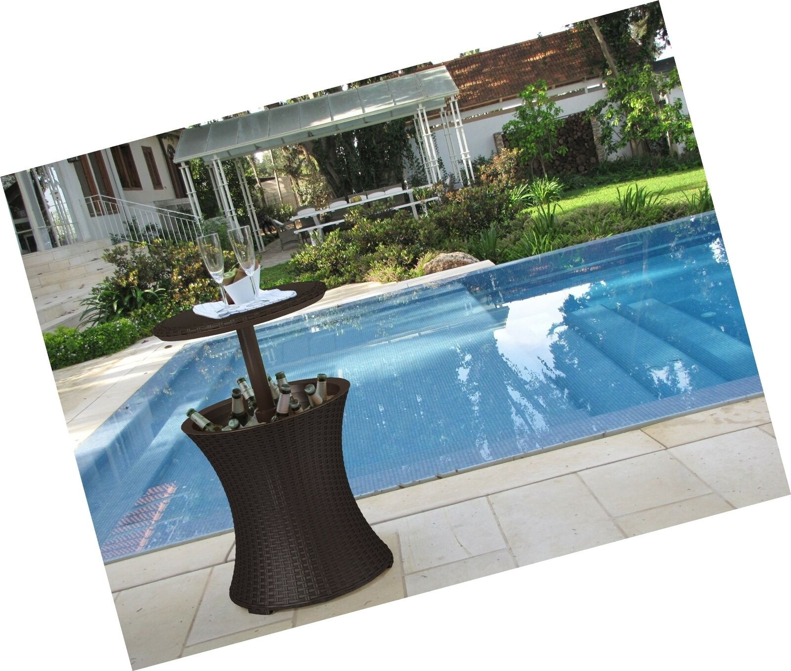 Keter Pacific Cool Bar Outdoor Patio Furniture and Hot Tub Side Table with 7....