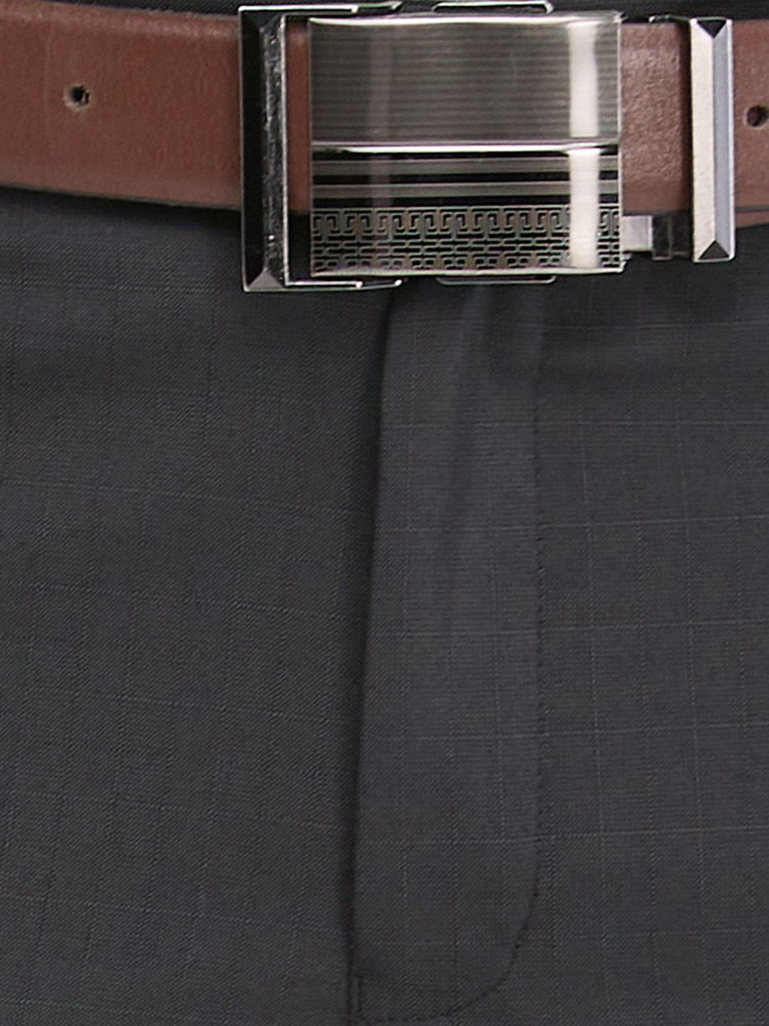 Park Avenue Black Regular Fit Checks Trousers
