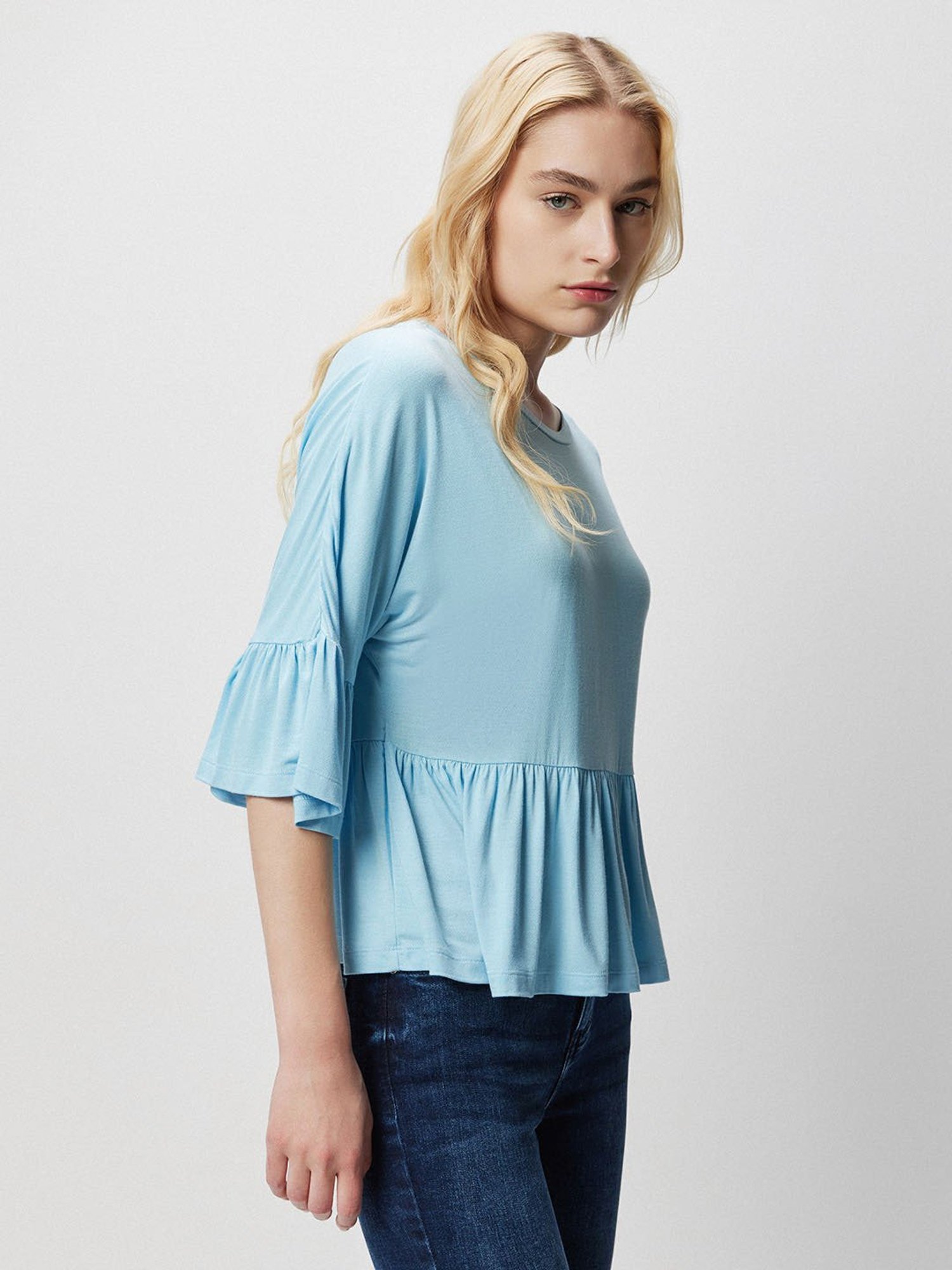 Cover Story Blue Peplum Top