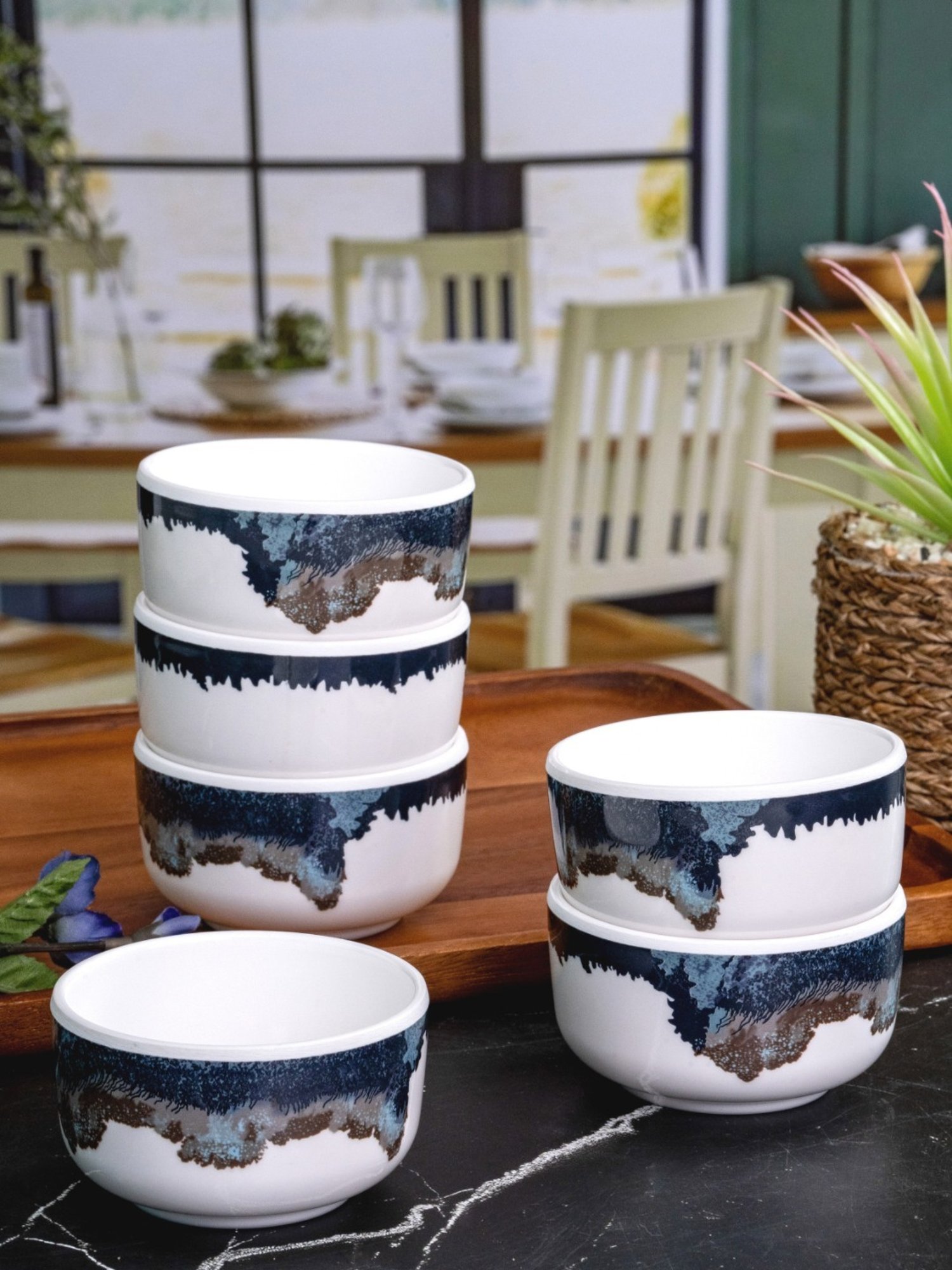 Servewell Multicolor Melamine Veg. Bowl - Set of 6