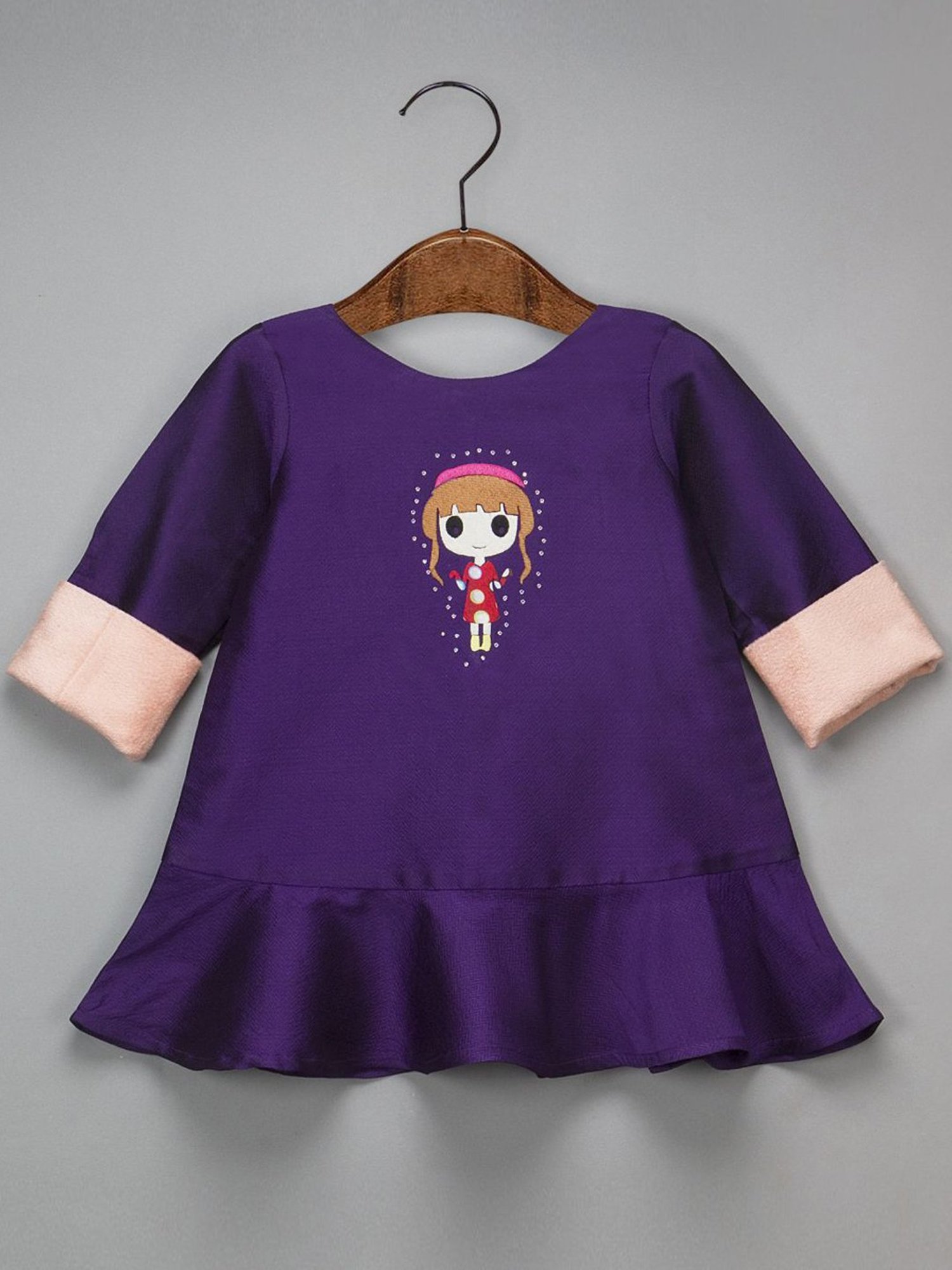 Many Frocks Kids Purple Embellished Dress