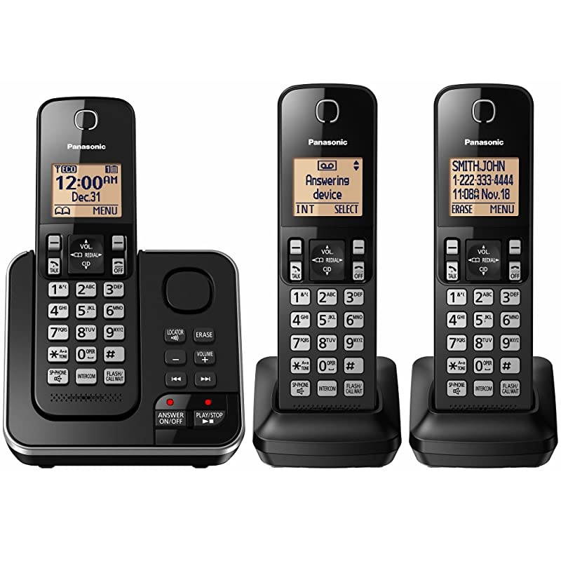 KXTG633SK 60 PLUS 3Handset Expandable Digital Cordless Phone with Answering System
