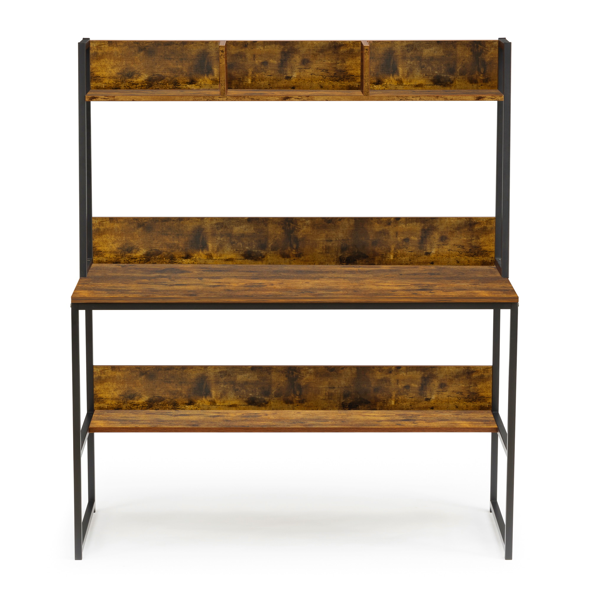 47 inch Computer Desk Office Writing Desk Workstation Desk Gaming Desk with Bookshelf Desktop Display Shelves Bottom Storage Shelves for Home Office Small Space