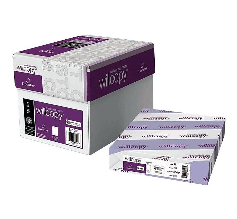 Domtar Custom Cut-Sheet Copy Paper 92 Brightness 20lb 8-1/2x11 White 2500/Carton 851055