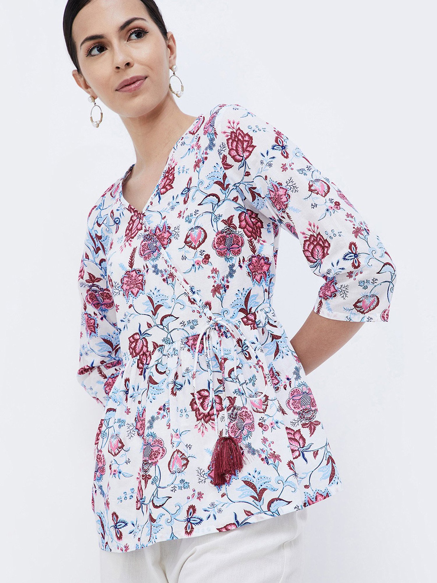 Melange by Lifestyle Off White Floral Print Tunic