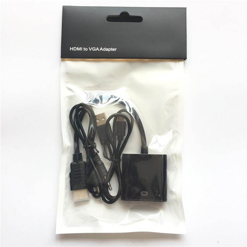 HDMI to VGA Adapter Male To Famale Converter Adapter 1080P Digital to Analog Video Audio For PS4 PC Laptop Tablet TV