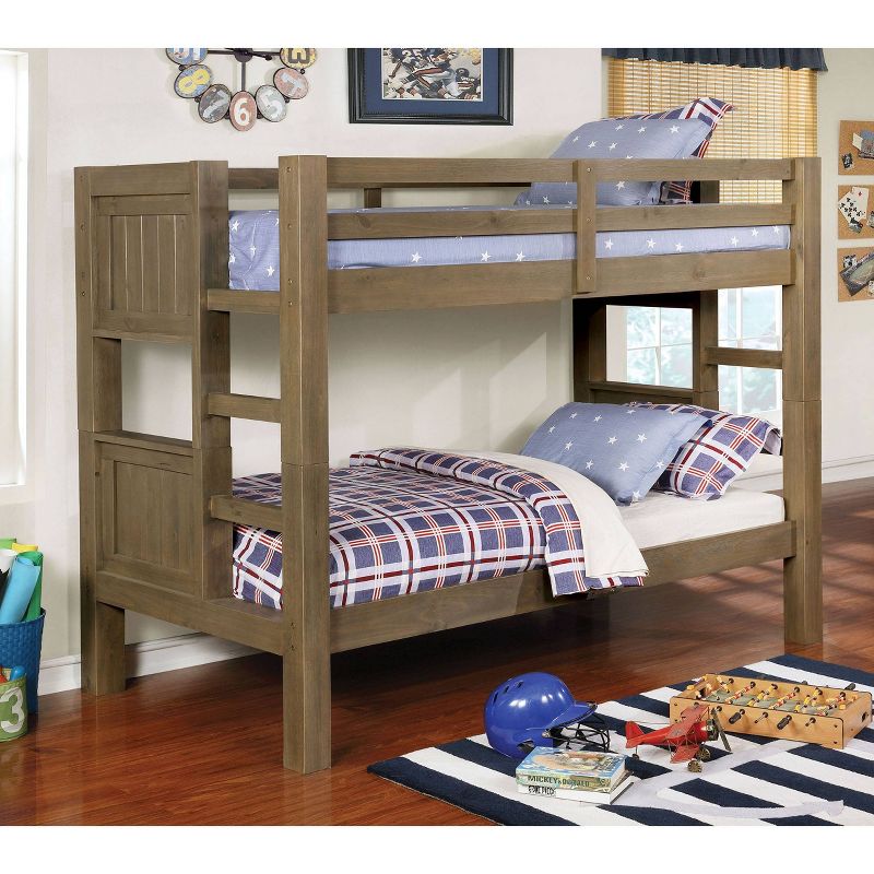 Twin Over Twin Koper Bunk Bed Wire Brushed Gray - ioHOMES
