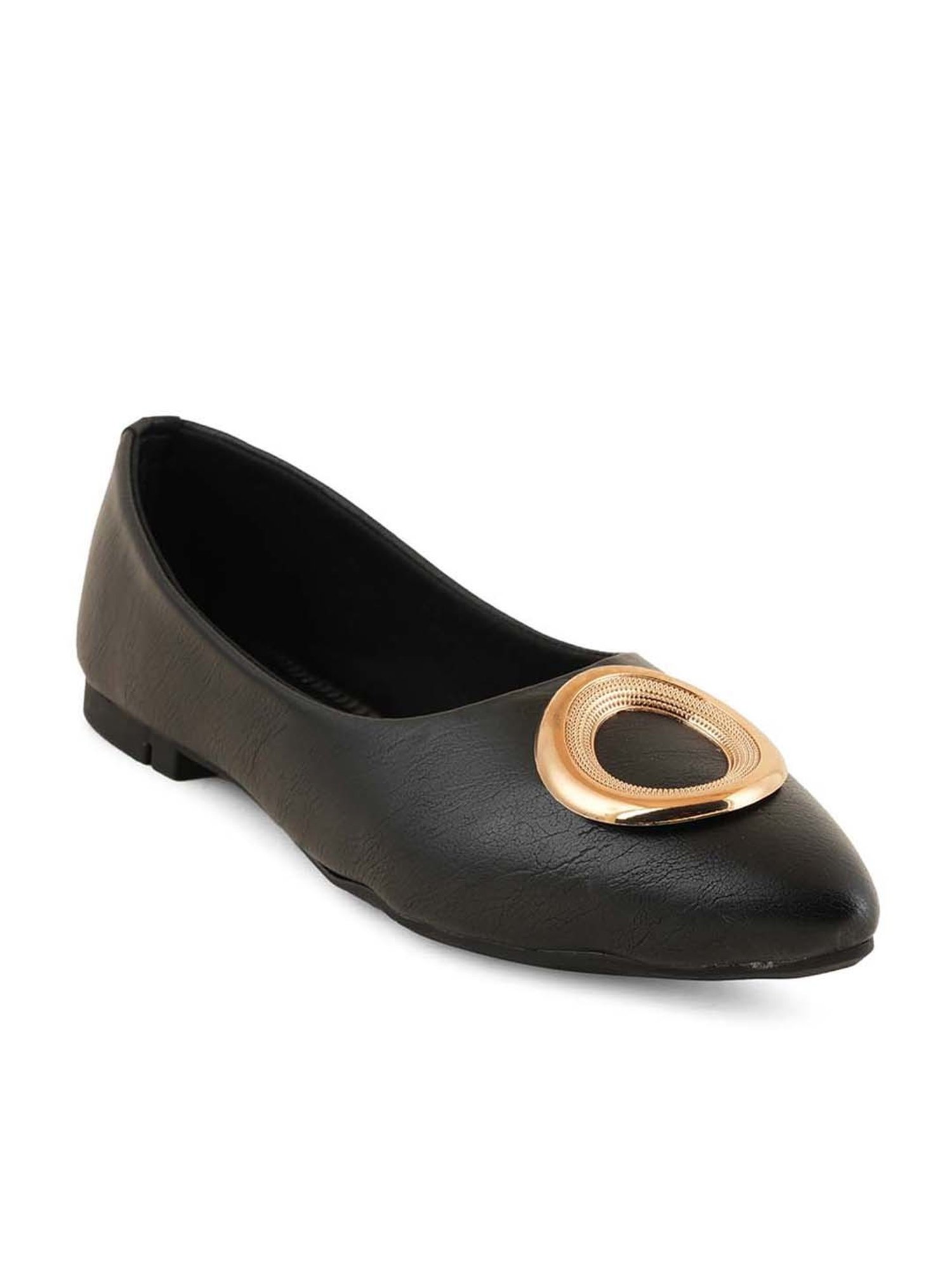 Scentra Women's Black Flat Ballets