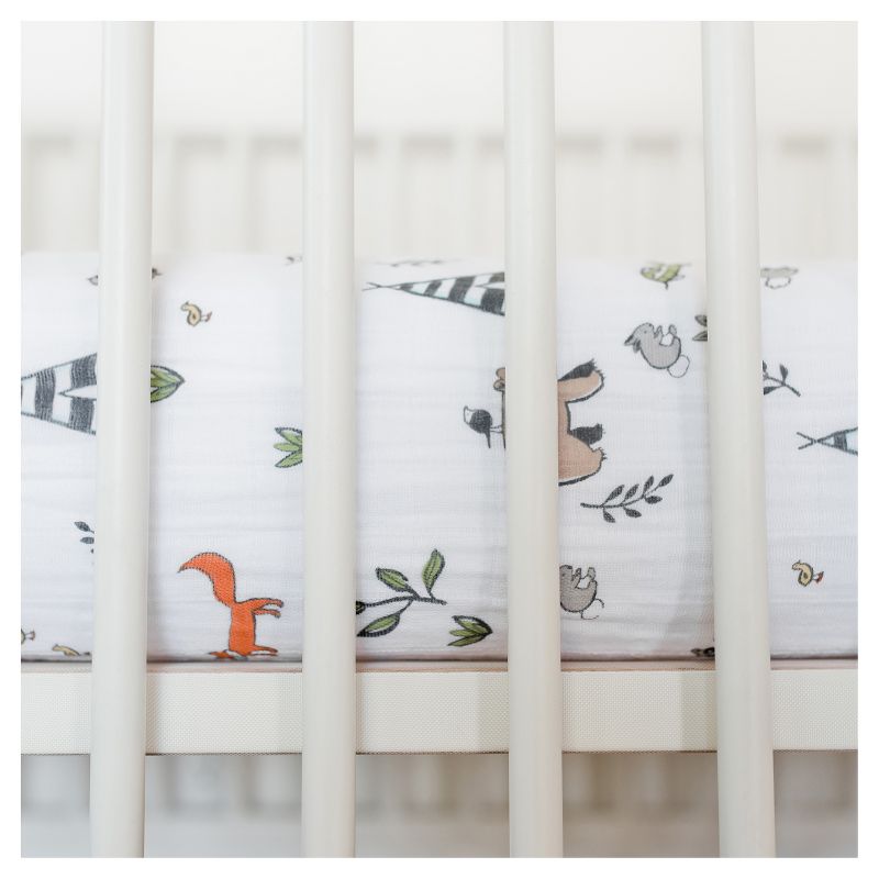 Little Unicorn Cotton Muslin Fitted Crib Sheet - Forest Friends