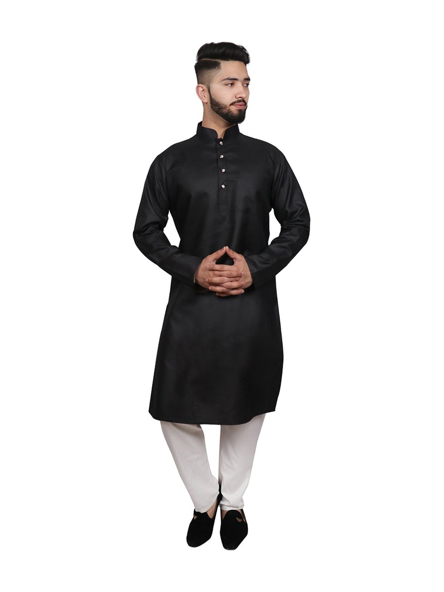 SG LEMAN Black Full Sleeves Solid Kurta Set