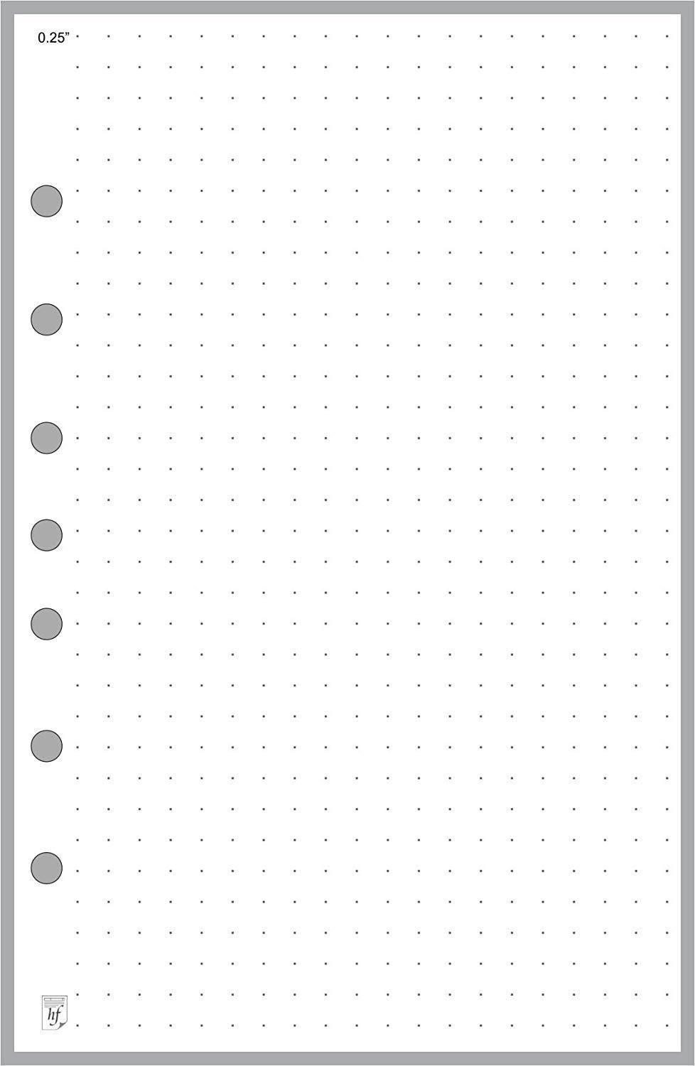 Classic Size Dot Grid Paper Refill, 0.25" Spacing, Sized and Punched with 7 Holes for Franklin Covey Classic Notebook (5.5" x 8.5")